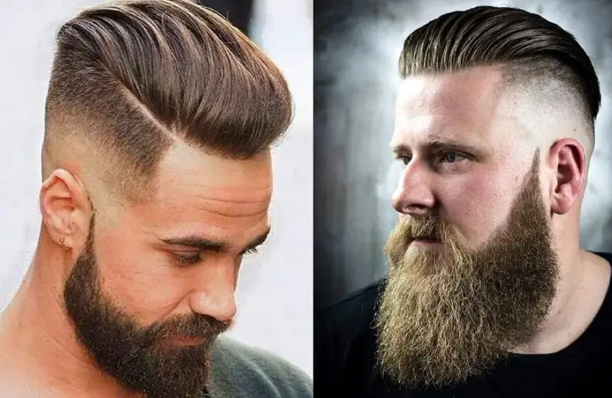 The Slick Back with beard -mens haircuts